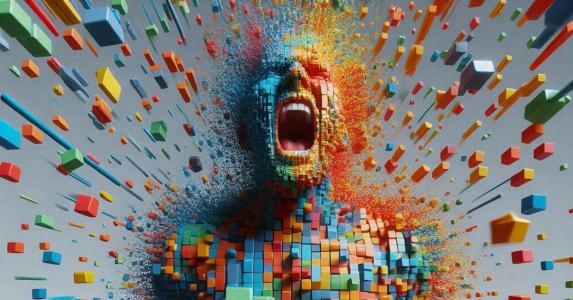 homme pixellisé en colère